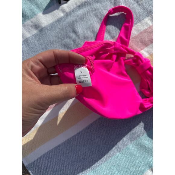 NWOT, Brand Unknown, Hot Pink Bikini Set, Tie Front Top & High Cut Bottom Sz XL - Picture 11 of 14